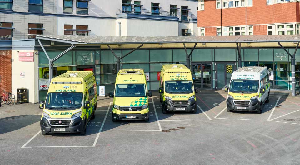 Parked ambulances