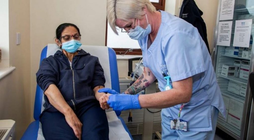 Image of a patient being treated at a winter hub.