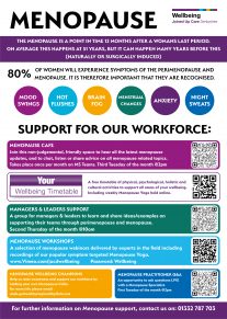 A poster detailing a series of targeted Menopause support