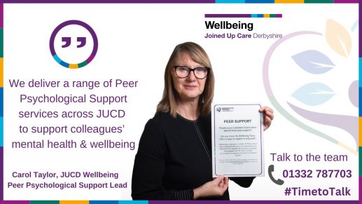 PPS Lead, Carol Taylor, is pictured with contact details on Time To Talk Day